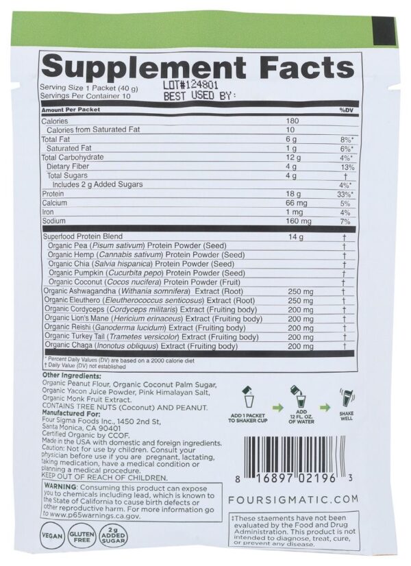 FOUR SIGMATIC: Peanut Butter Protein Powder, 1.41 oz - Image 2